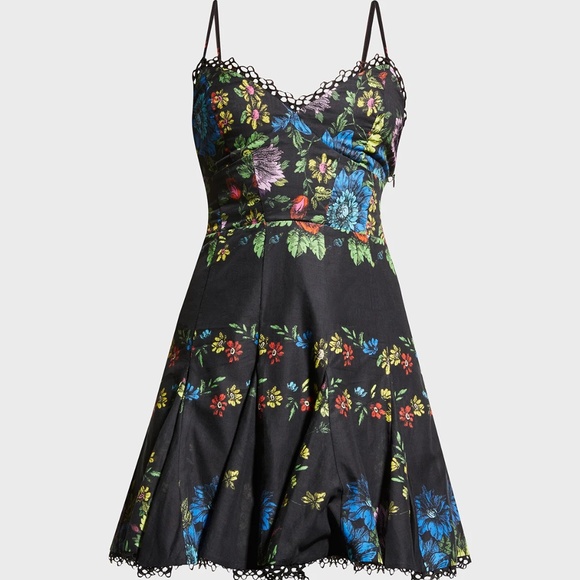 CHARO RUIZ IBIZA Cania Floral Lace-Up Back Mini Dress